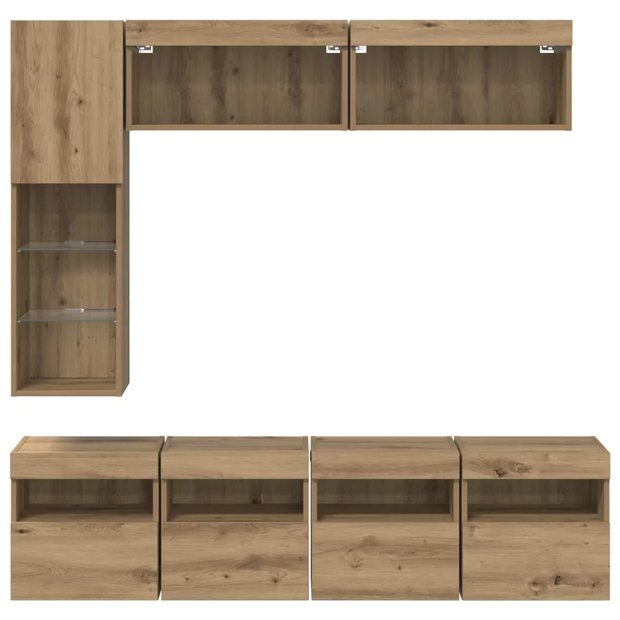 Meuble TV 7 pcs Chêne artisanal Bois d'ingénierie - 10