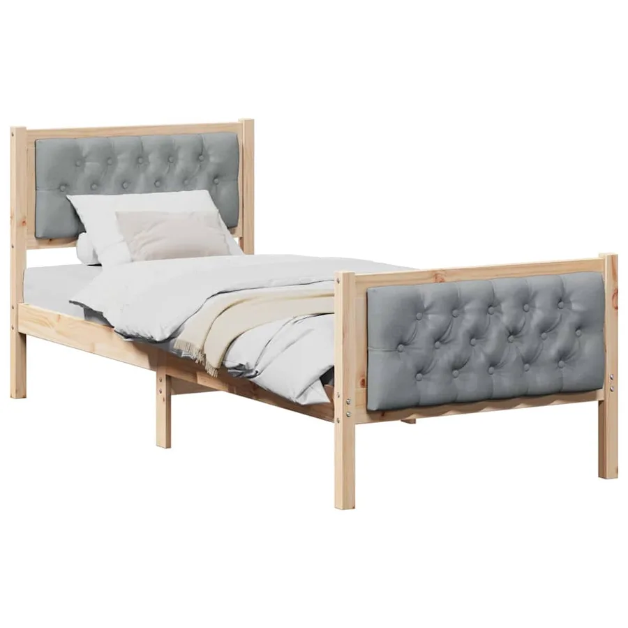 Cadre de lit avec tête de lit Gris clair 75 x 190 cm Pin massif - 3