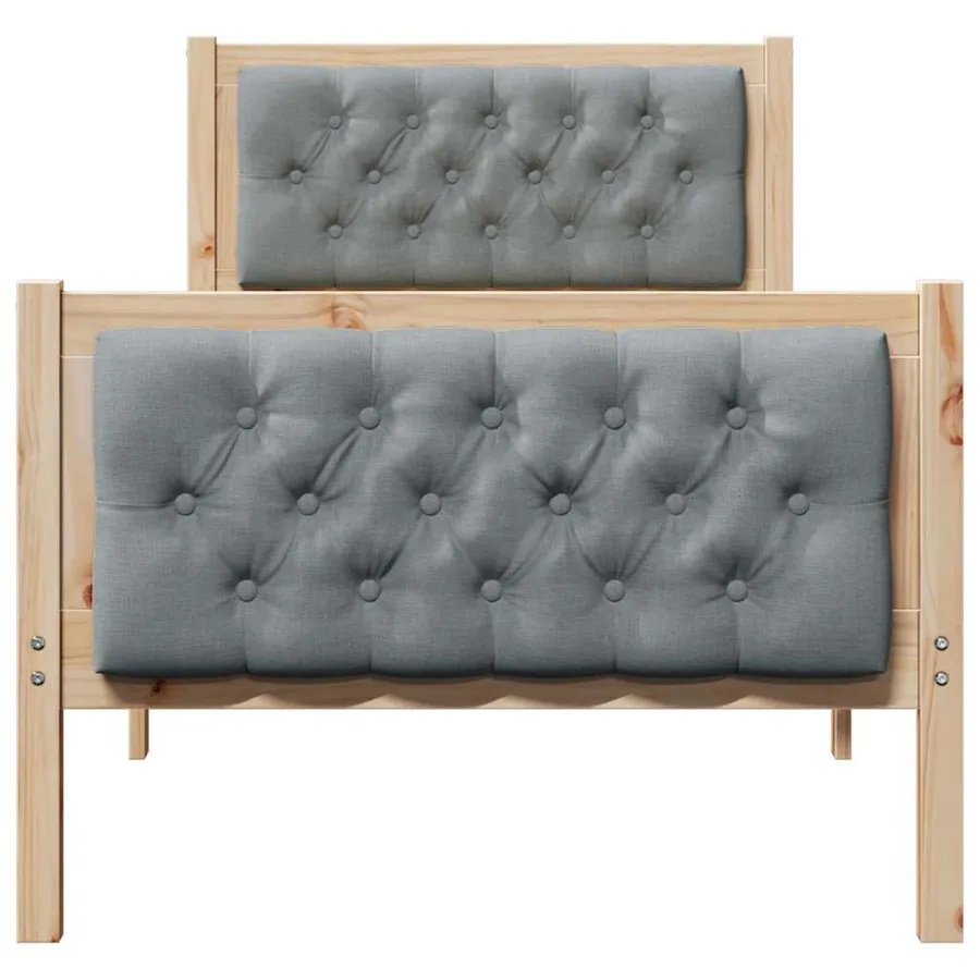 Cadre de lit avec tête de lit Gris clair 75 x 190 cm Pin massif - 5