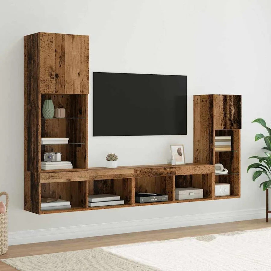 Meubles TV muraux 4 pcs Bois ancien Bois d'ingénierie