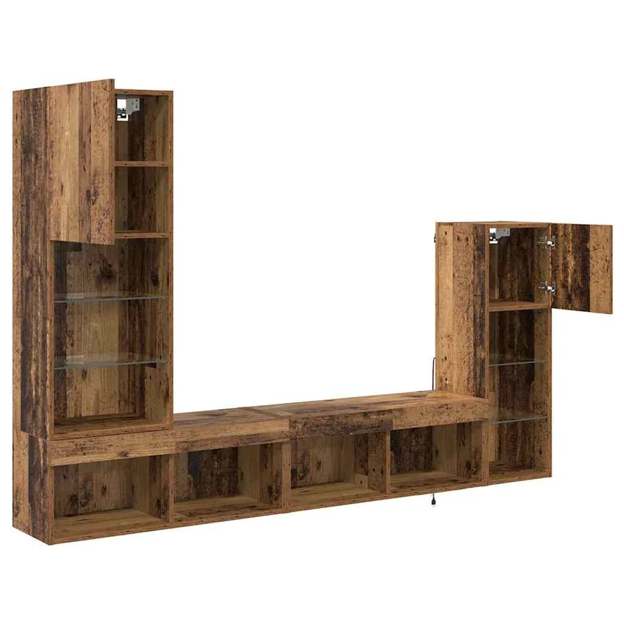 Meubles TV muraux 4 pcs Bois ancien Bois d'ingénierie - 9