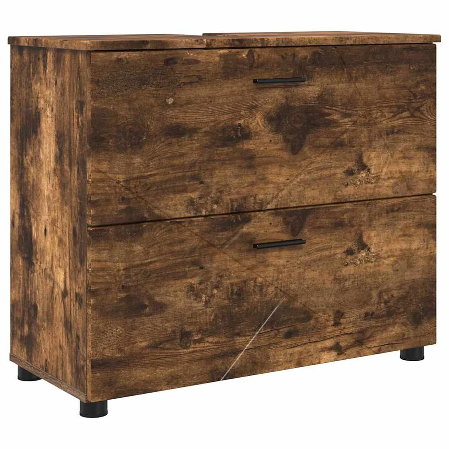 Cabinet de salle de bain Chêne fumé 76,5 x 35 x 64 cm - 2