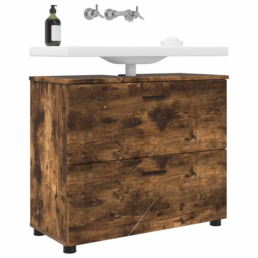 Cabinet de salle de bain Chêne fumé 76,5 x 35 x 64 cm - 3