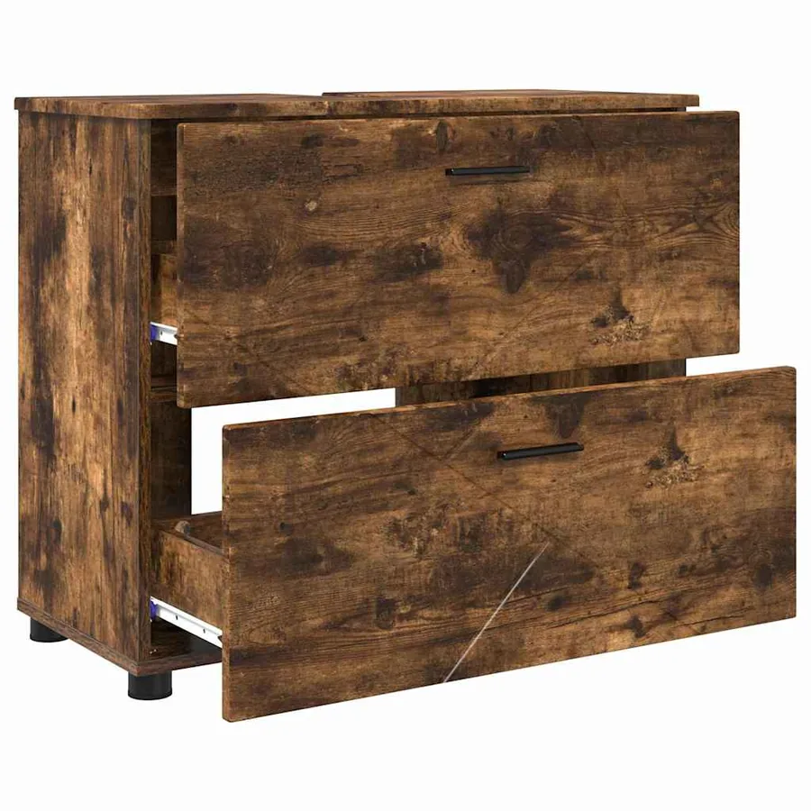 Cabinet de salle de bain Chêne fumé 76,5 x 35 x 64 cm - 5