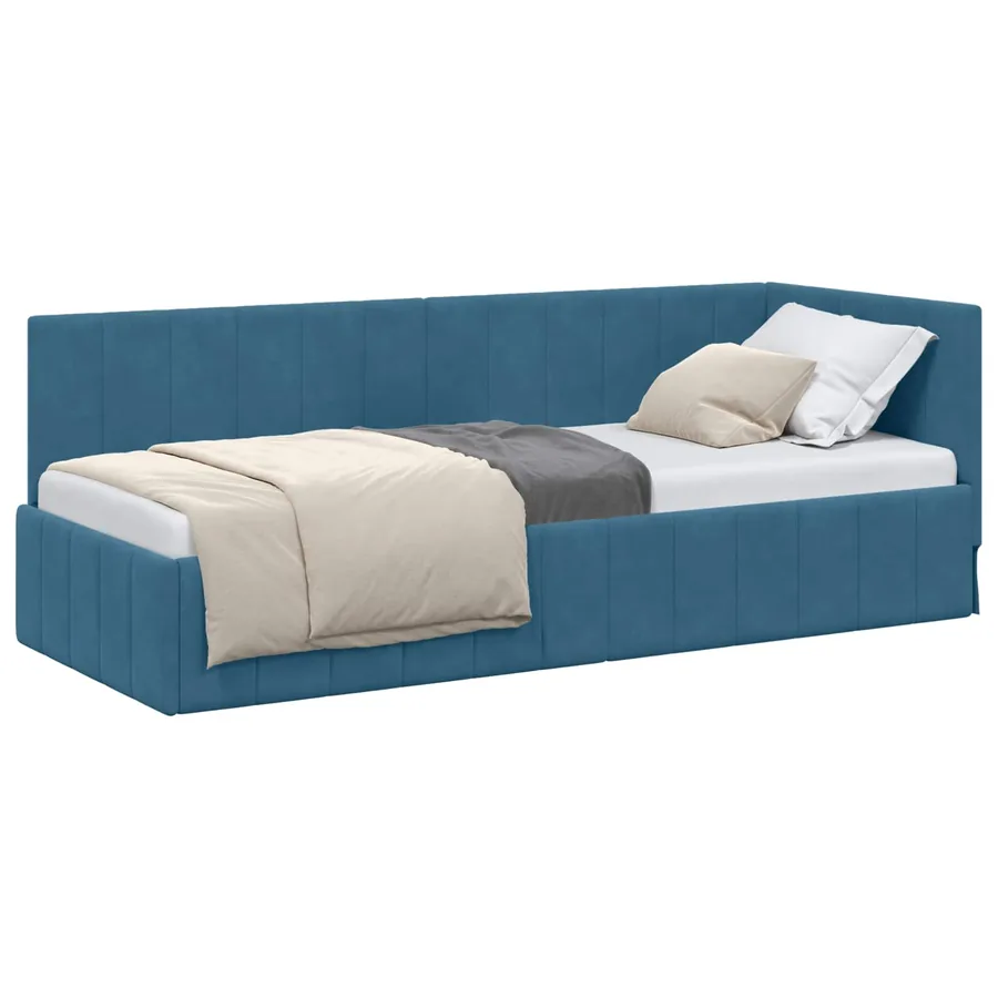 Cadre de lit d'angle Bleu 80 cm x 200 cm Velours - 2
