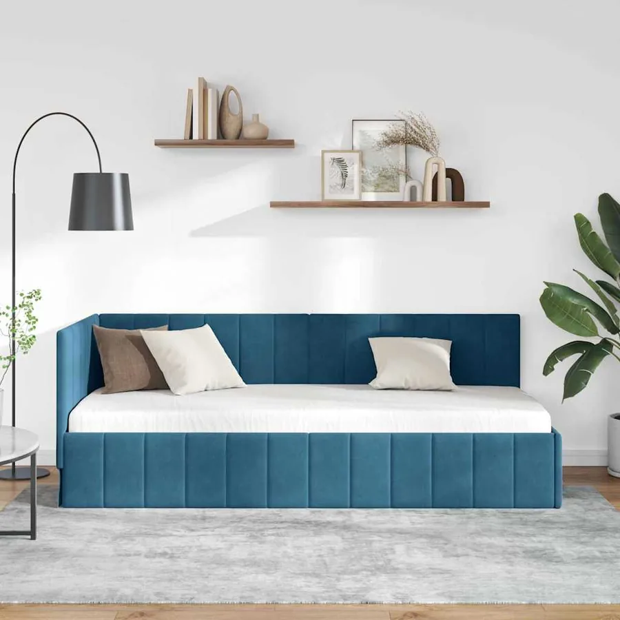 Cadre de lit d'angle Bleu 80 cm x 200 cm Velours - 3