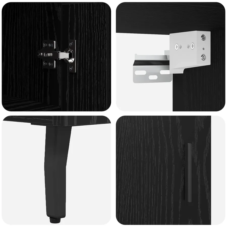 Haut Armoire 2 pcs Chêne noir Bois Aggloméré et Verre - 11