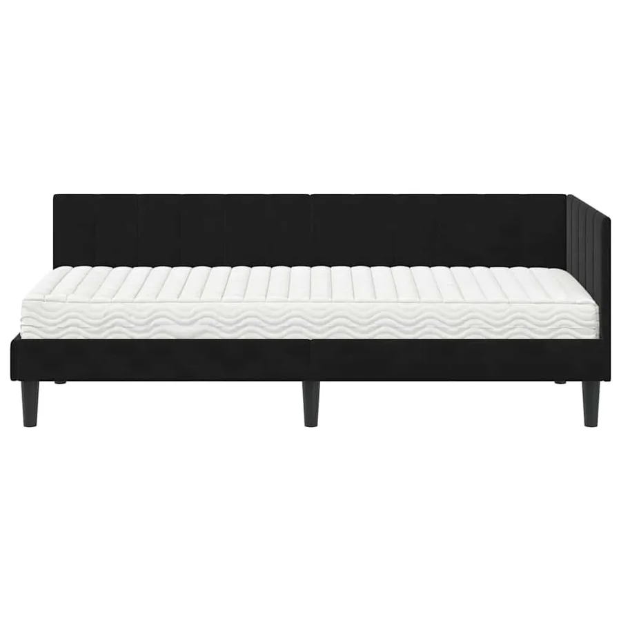 Cadre de lit d'angle avec matelas 2 pcs Noir Velours - 5
