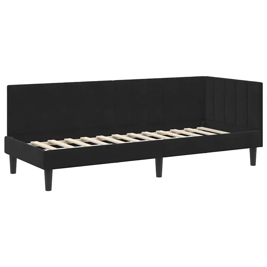 Cadre de lit d'angle avec matelas 2 pcs Noir Velours - 6