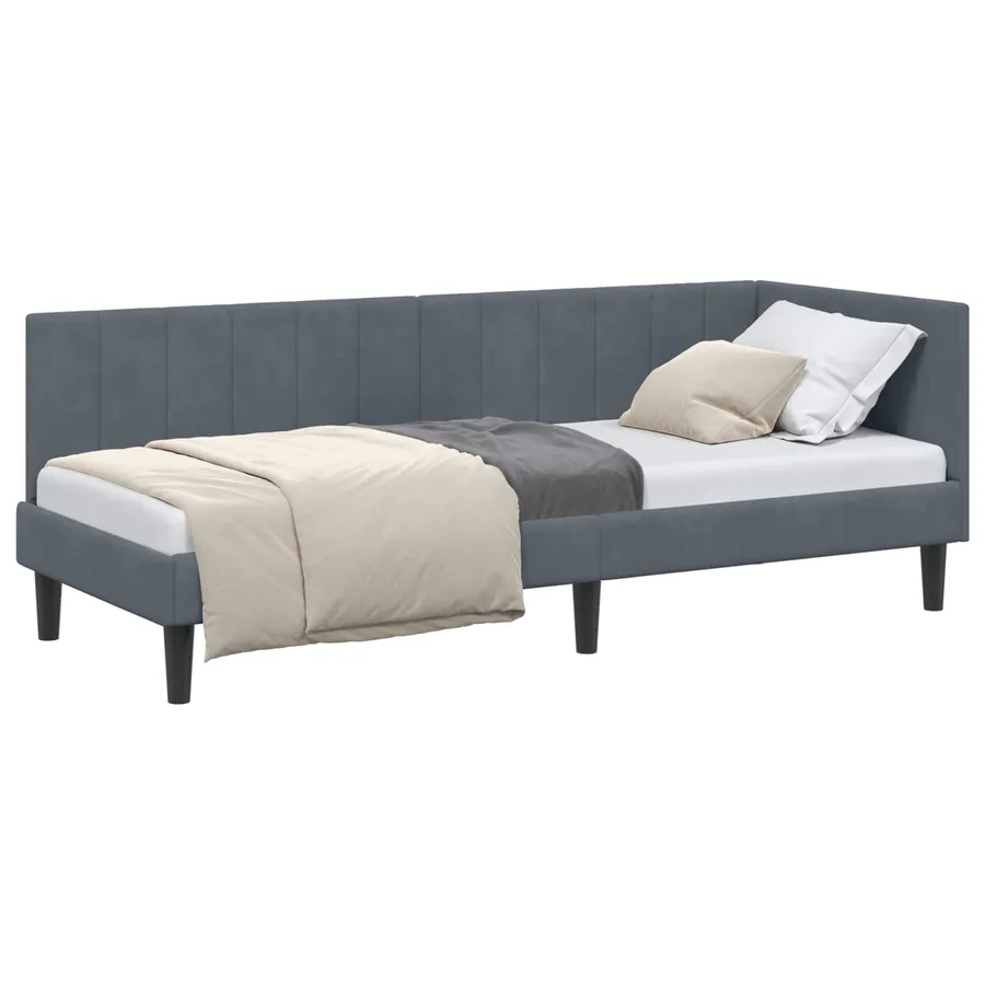 Cadre de lit d'angle Gris foncé 80 cm x 200 cm Velours - 2