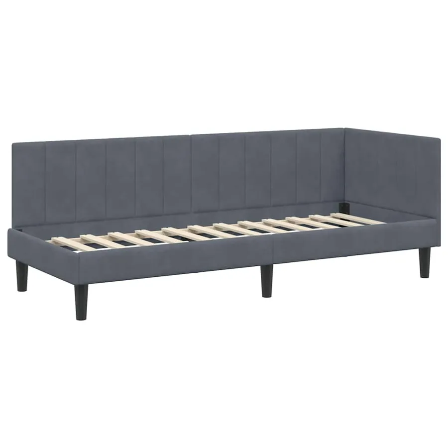 Cadre de lit d'angle Gris foncé 80 cm x 200 cm Velours - 4