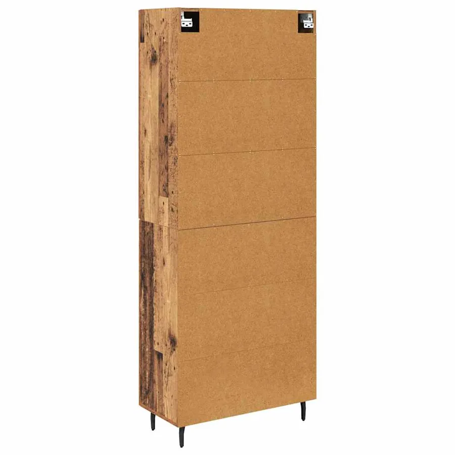 Haut Armoire 2 pcs Bois Ancien Bois Aggloméré et Verre - 10
