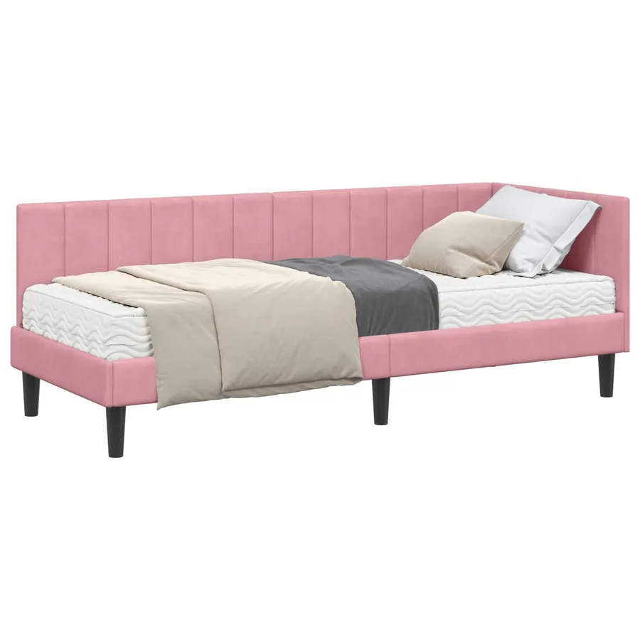 Cadre de lit d'angle avec matelas 2 pcs Gris Velours - 2