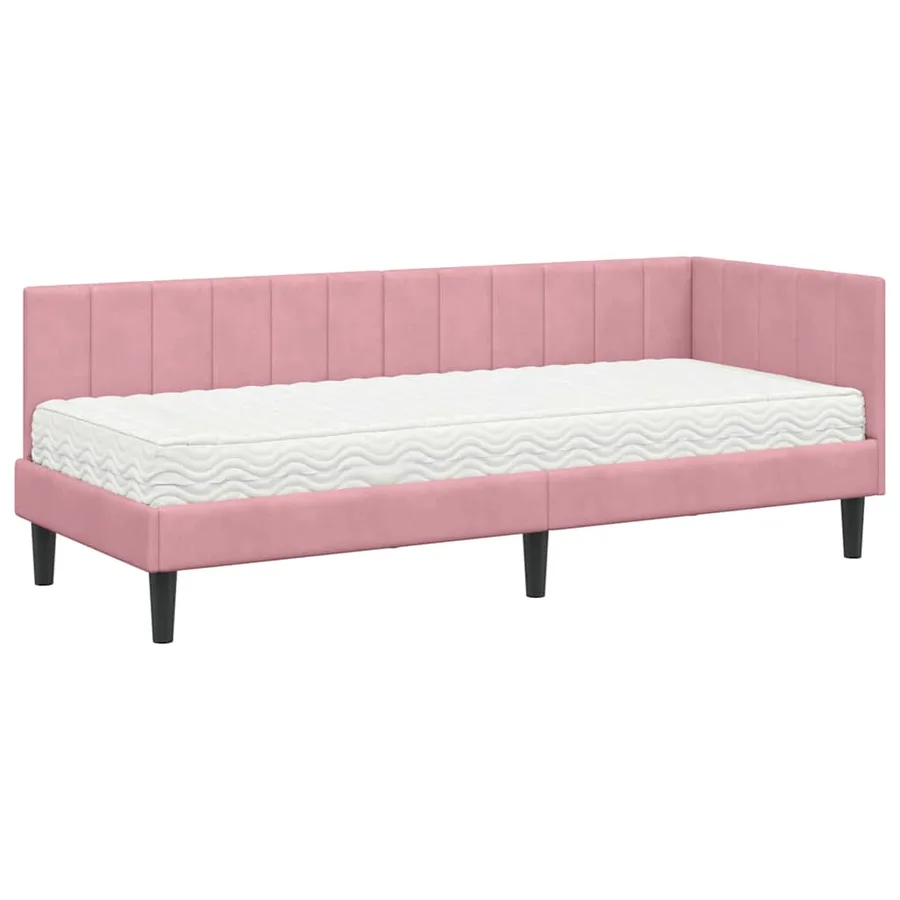 Cadre de lit d'angle avec matelas 2 pcs Gris Velours - 4