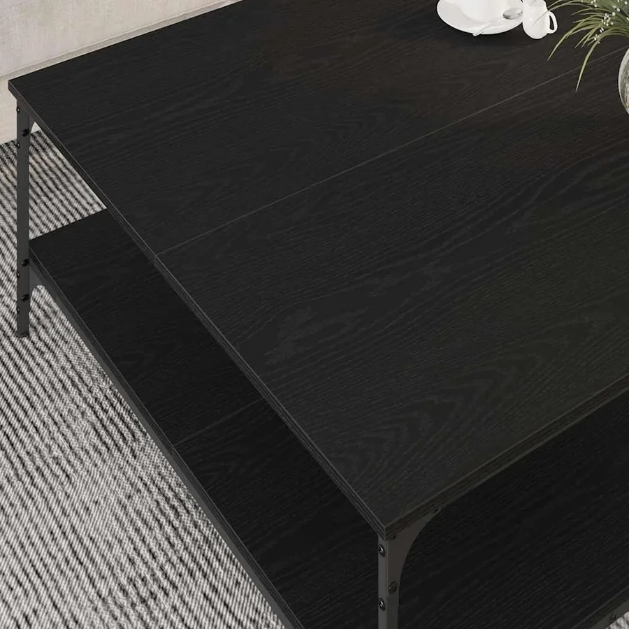 Table basse Chêne noir 100 x 100 x 40 cm Bois d'ingénierie - 4