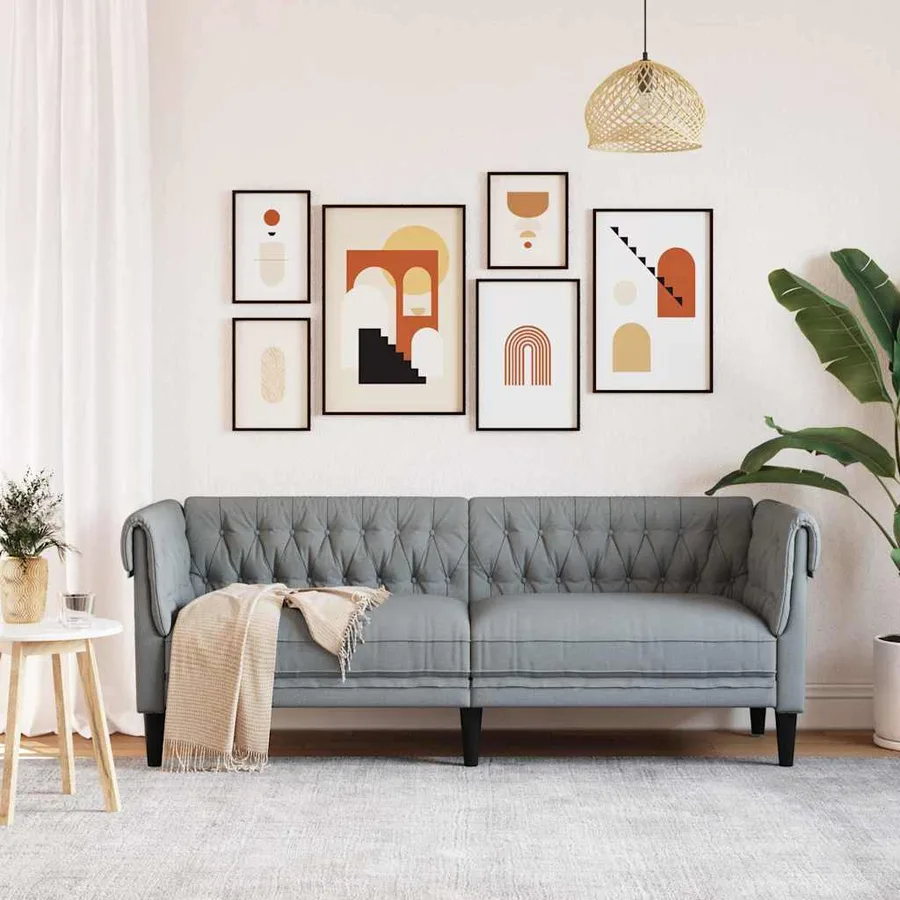 Canapé Gris clair 201,5 x 74,5 x 74,5 cm Polyester - 3