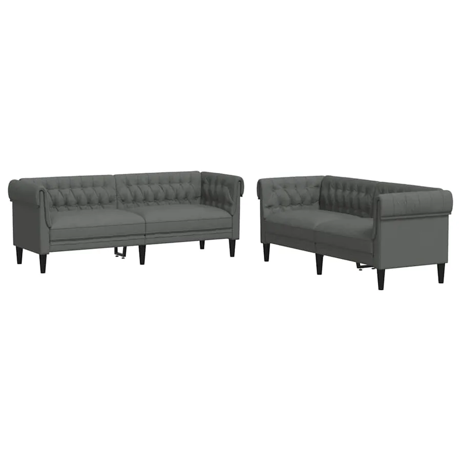 Canapé de salon 2 pcs Gris foncé 201,5 x 74,5 x 74,5 cm tissu - 2