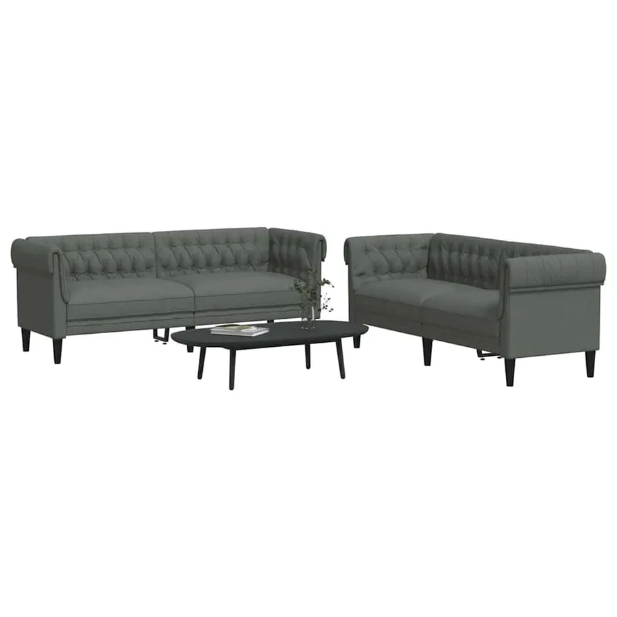 Canapé de salon 2 pcs Gris foncé 201,5 x 74,5 x 74,5 cm tissu - 3