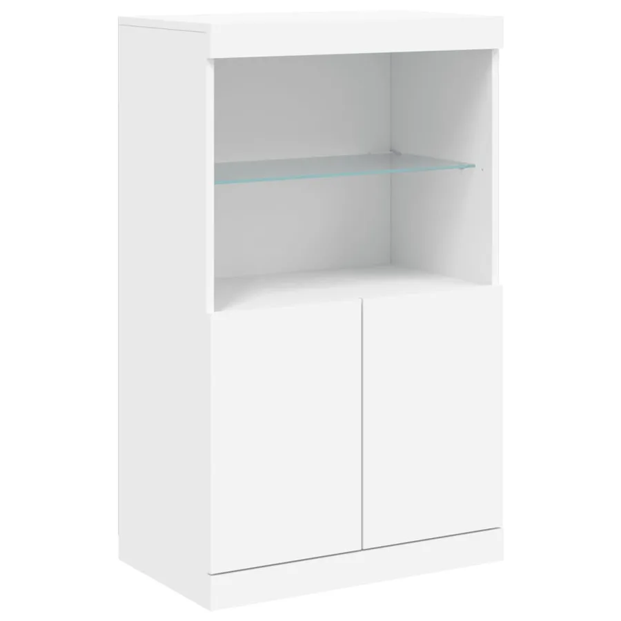 Buffets avec lumières LED 3 pcs blanc bois d'ingénierie - 7