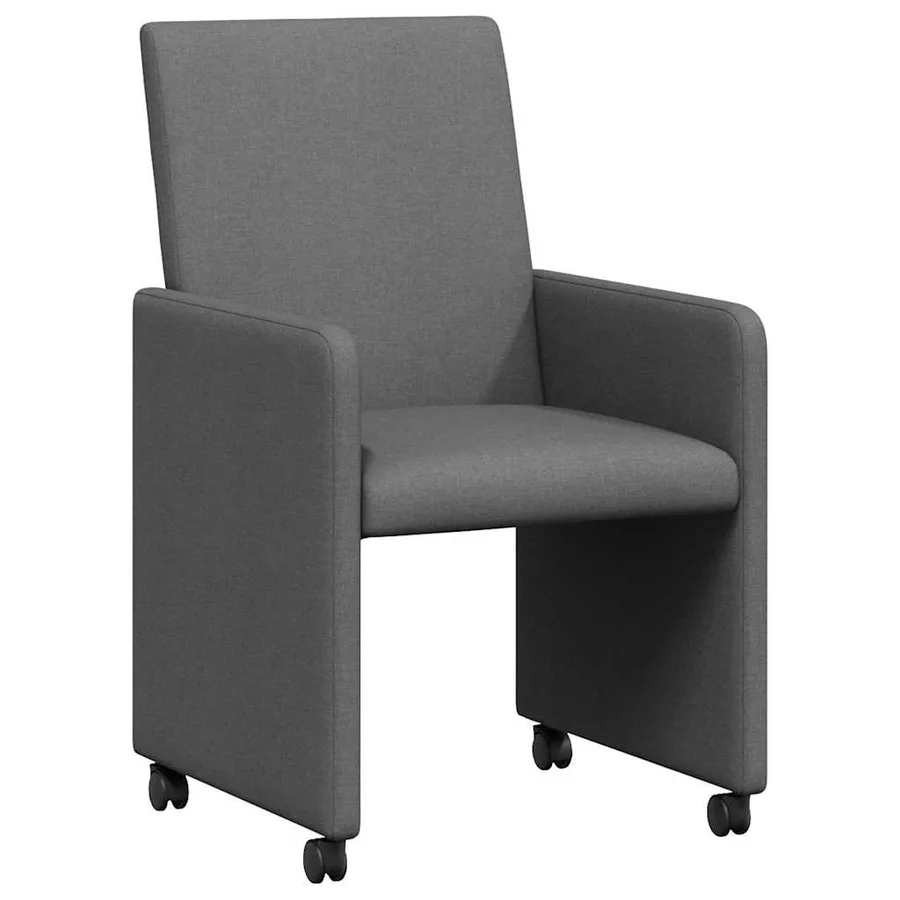 Chaises de Salle à Manger avec Roues 2 pcs Gris foncé tissu - 2