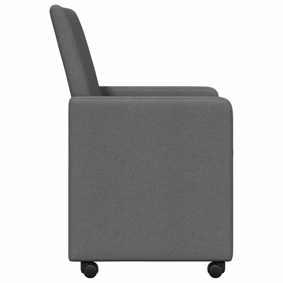 Chaises de Salle à Manger avec Roues 2 pcs Gris foncé tissu - 5