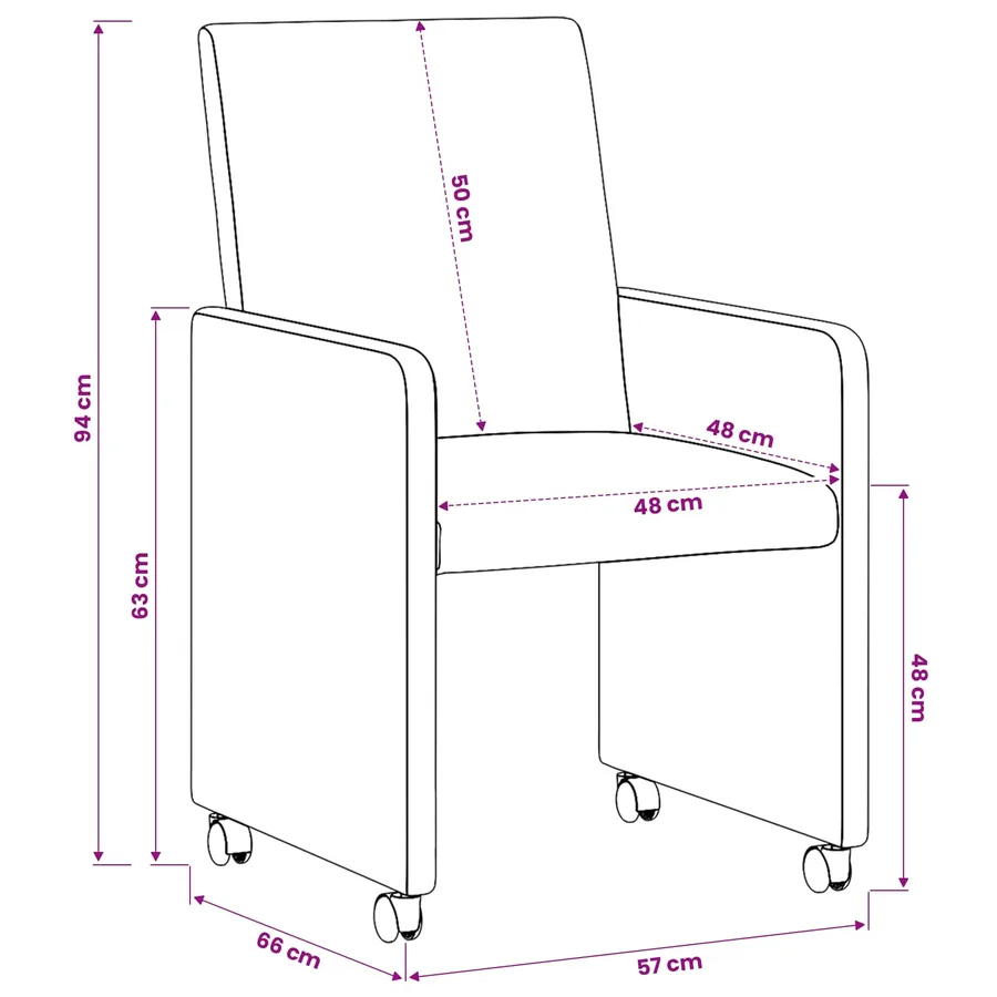 Chaises de Salle à Manger avec Roues 2 pcs Crème Faux cuir - 11