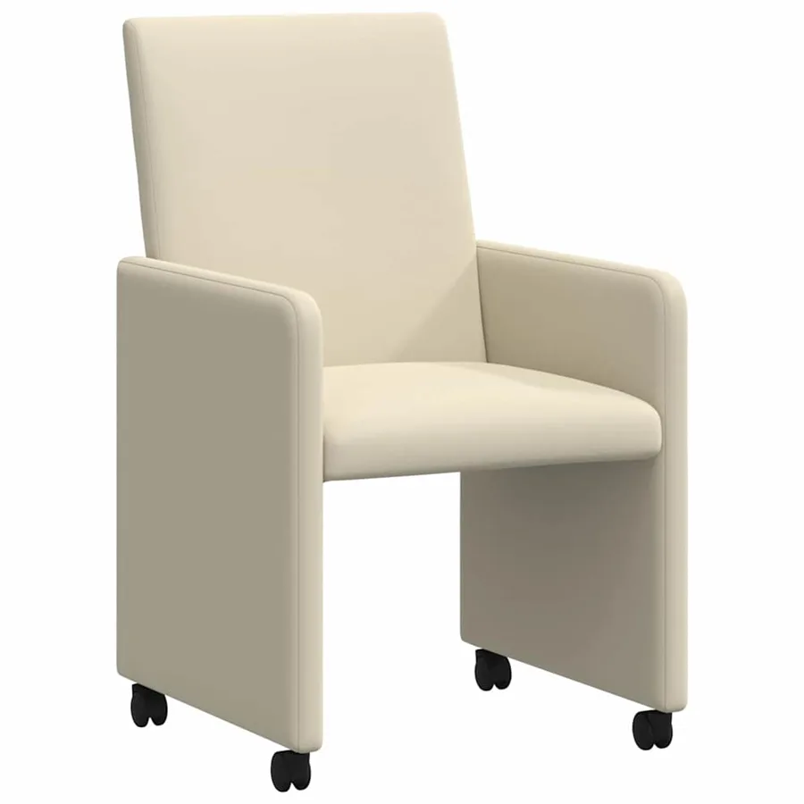 Chaises de Salle à Manger avec Roues 2 pcs Crème Faux cuir - 2