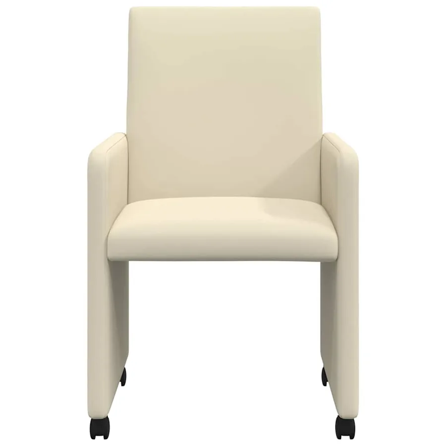 Chaises de Salle à Manger avec Roues 2 pcs Crème Faux cuir - 4