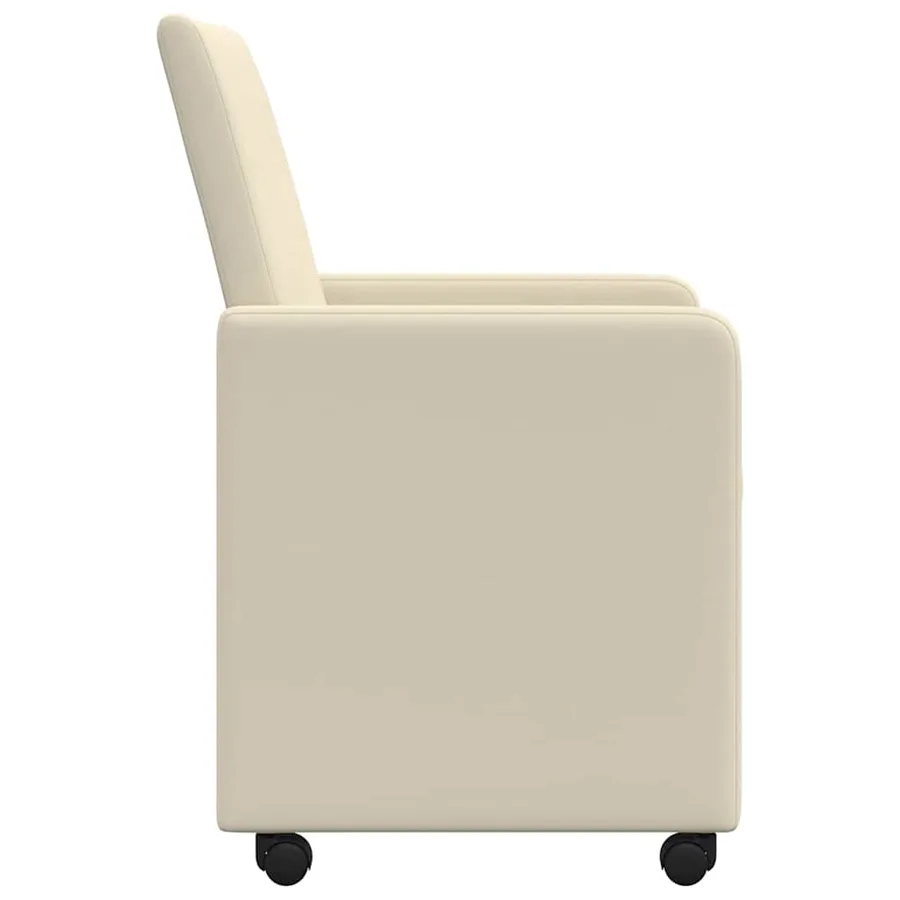 Chaises de Salle à Manger avec Roues 2 pcs Crème Faux cuir - 5