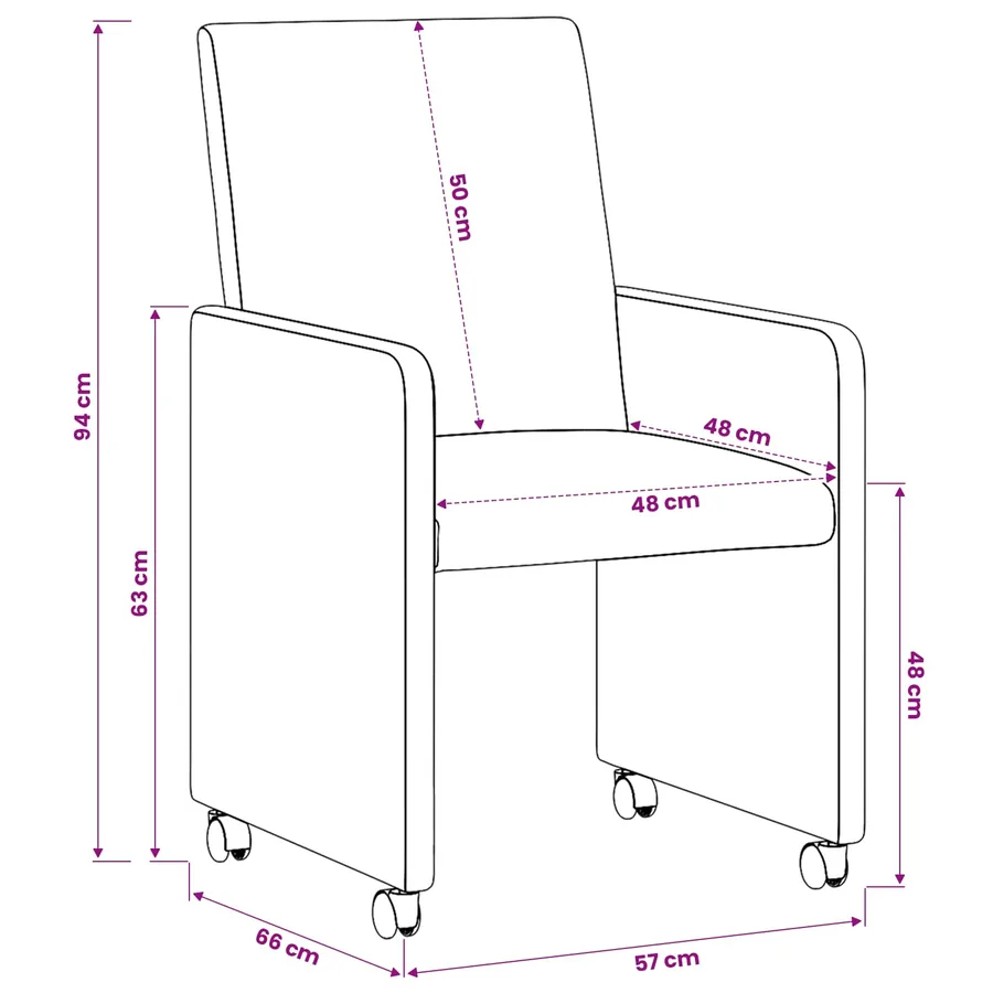 Chaises de Salle à Manger avec Roues 2 pcs Bordeaux Faux cuir - 11