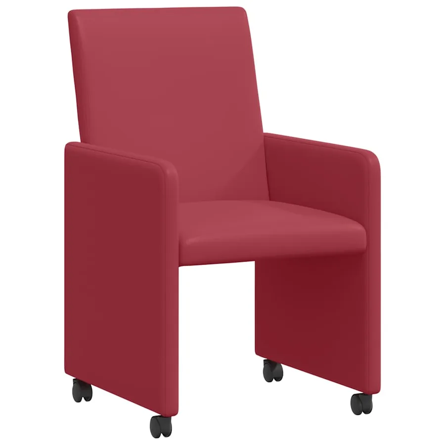Chaises de Salle à Manger avec Roues 2 pcs Bordeaux Faux cuir - 2