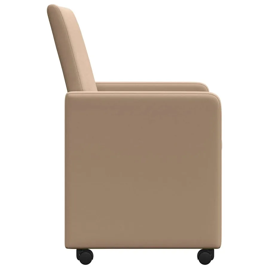 Chaises de Salle à Manger avec Roues 2 pcs Cappuccino Faux cuir - 5
