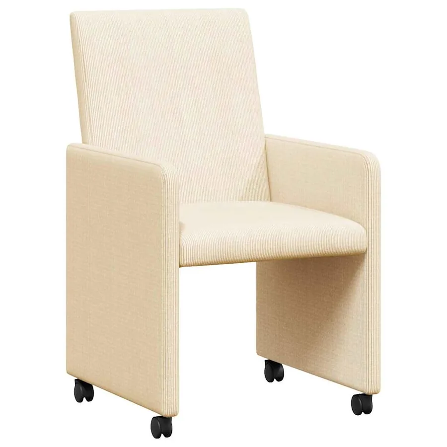 Chaises de Salle à Manger avec Roues avec des roues 2 pcs Crème - 2