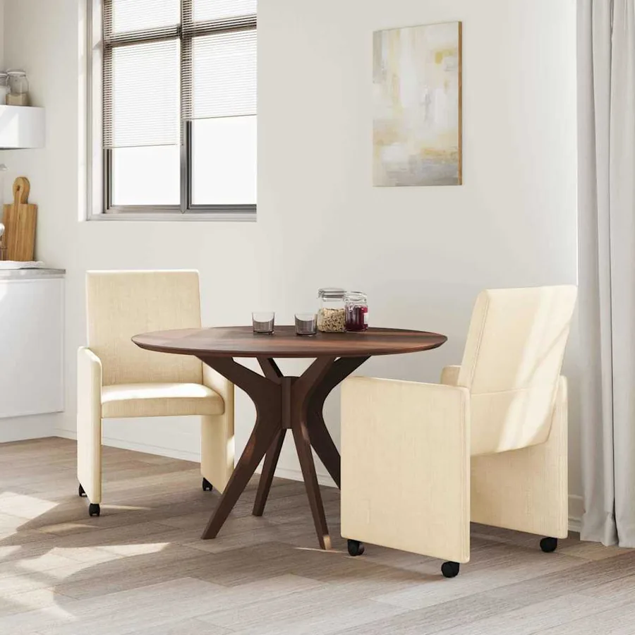 Chaises de Salle à Manger avec Roues avec des roues 2 pcs Crème - 3