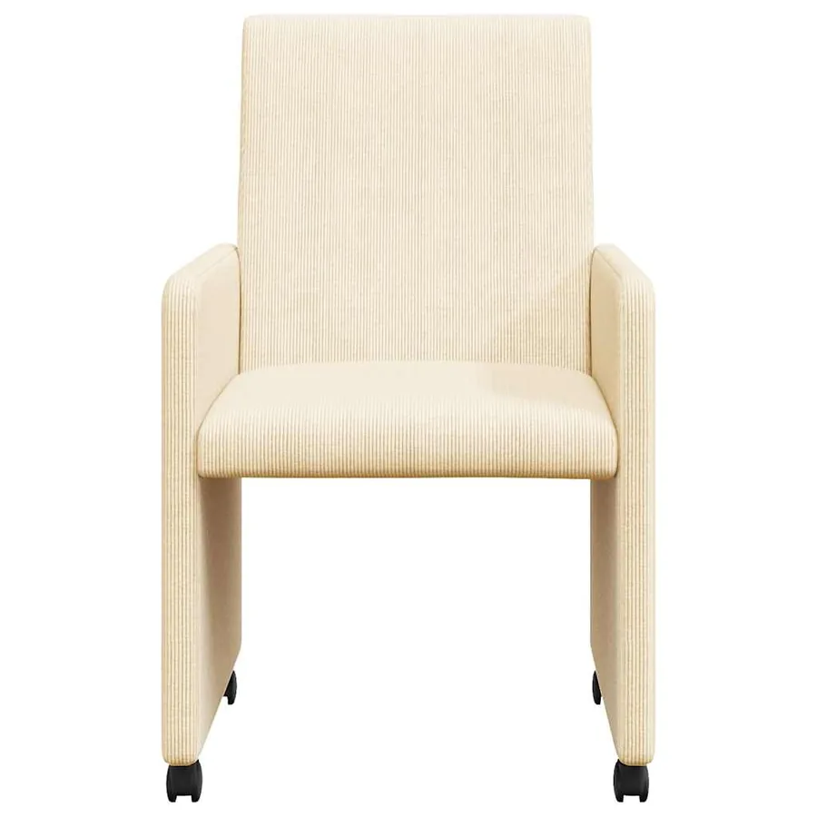 Chaises de Salle à Manger avec Roues avec des roues 2 pcs Crème - 4