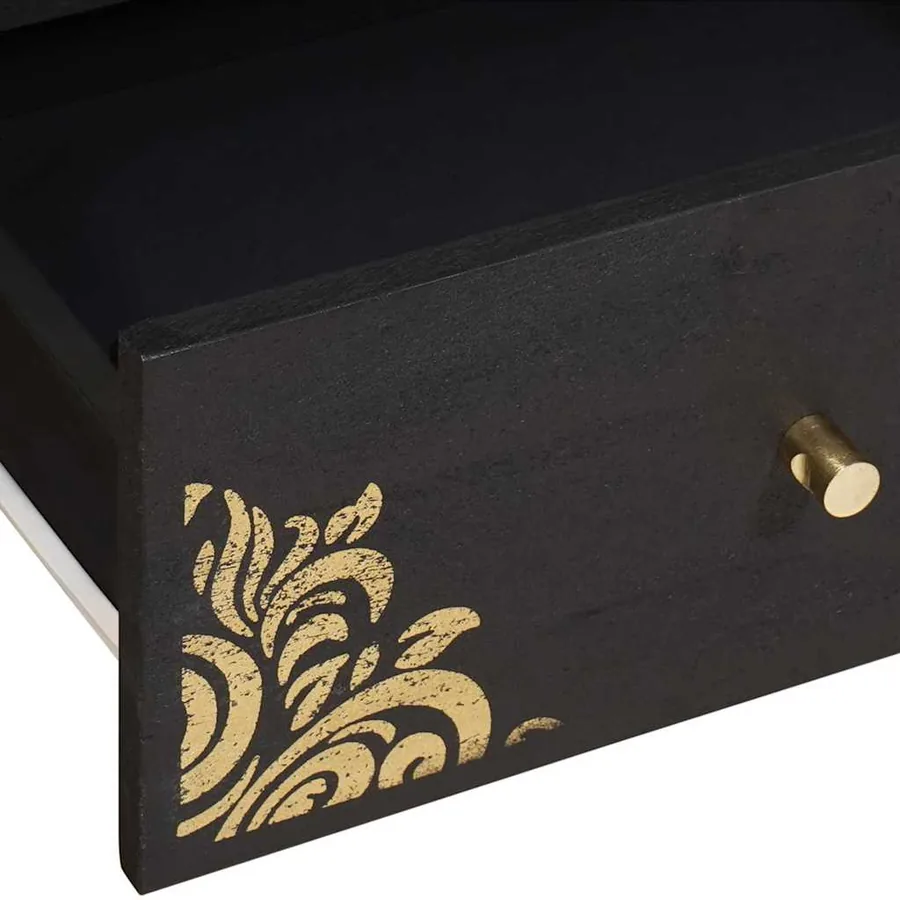 Meuble TV Noir 105 x 33 x 46 cm Bois de mangue massif - 7