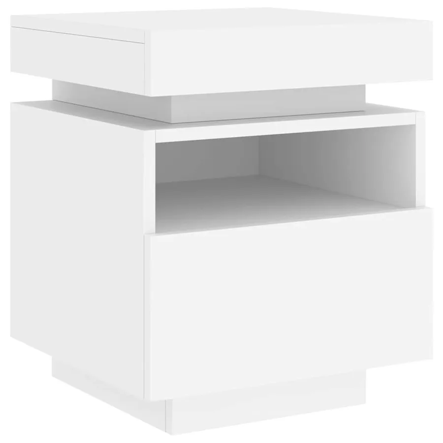 Armoires de chevet avec lumières LED 2 pcs blanc 40x39x48,5 cm - 5