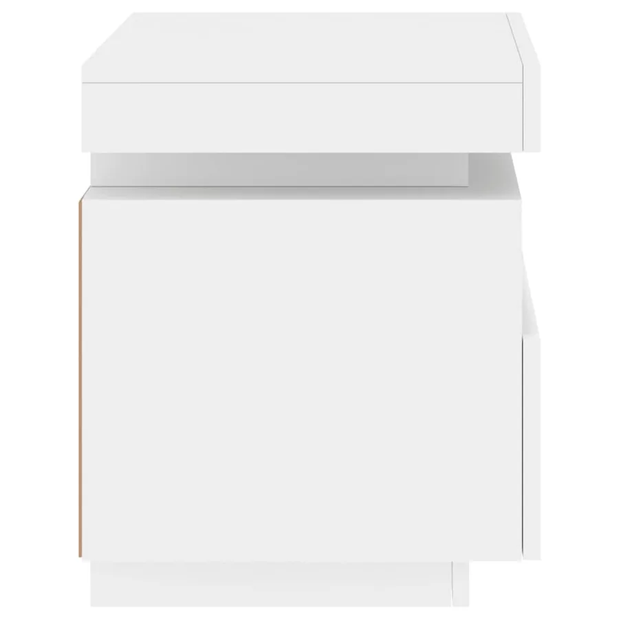 Armoires de chevet avec lumières LED 2 pcs blanc 40x39x48,5 cm - 9