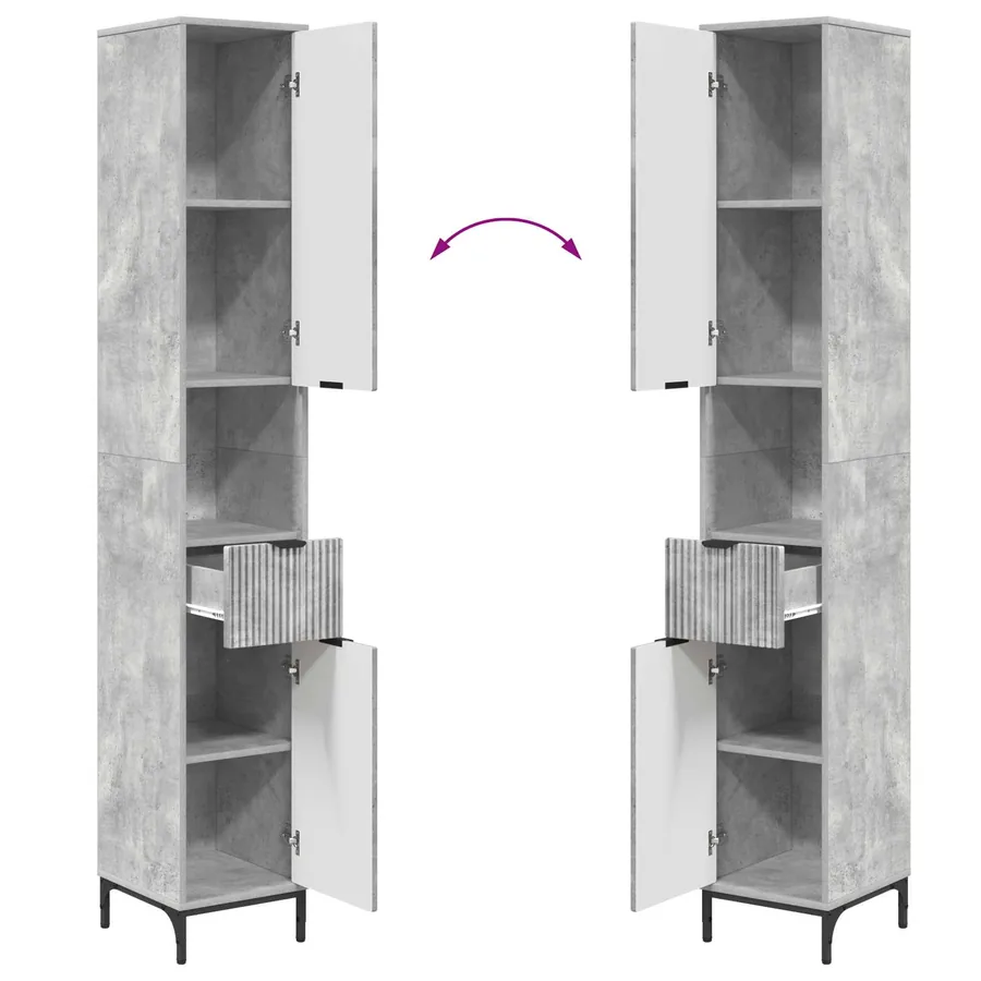 Cabinet de salle de bain Gris béton 31,5 x 33 x 190 cm - 12