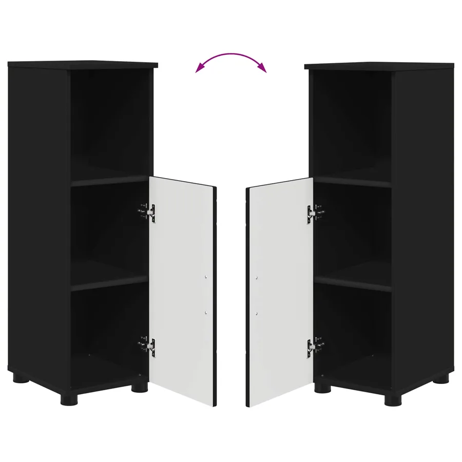 Cabinet de salle de bain avec stockage Noir 30 x 35 x 95 cm - 12