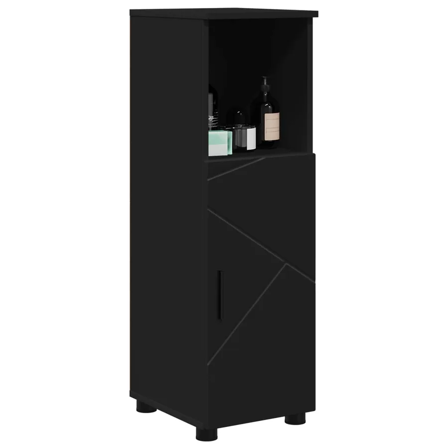 Cabinet de salle de bain avec stockage Noir 30 x 35 x 95 cm - 3