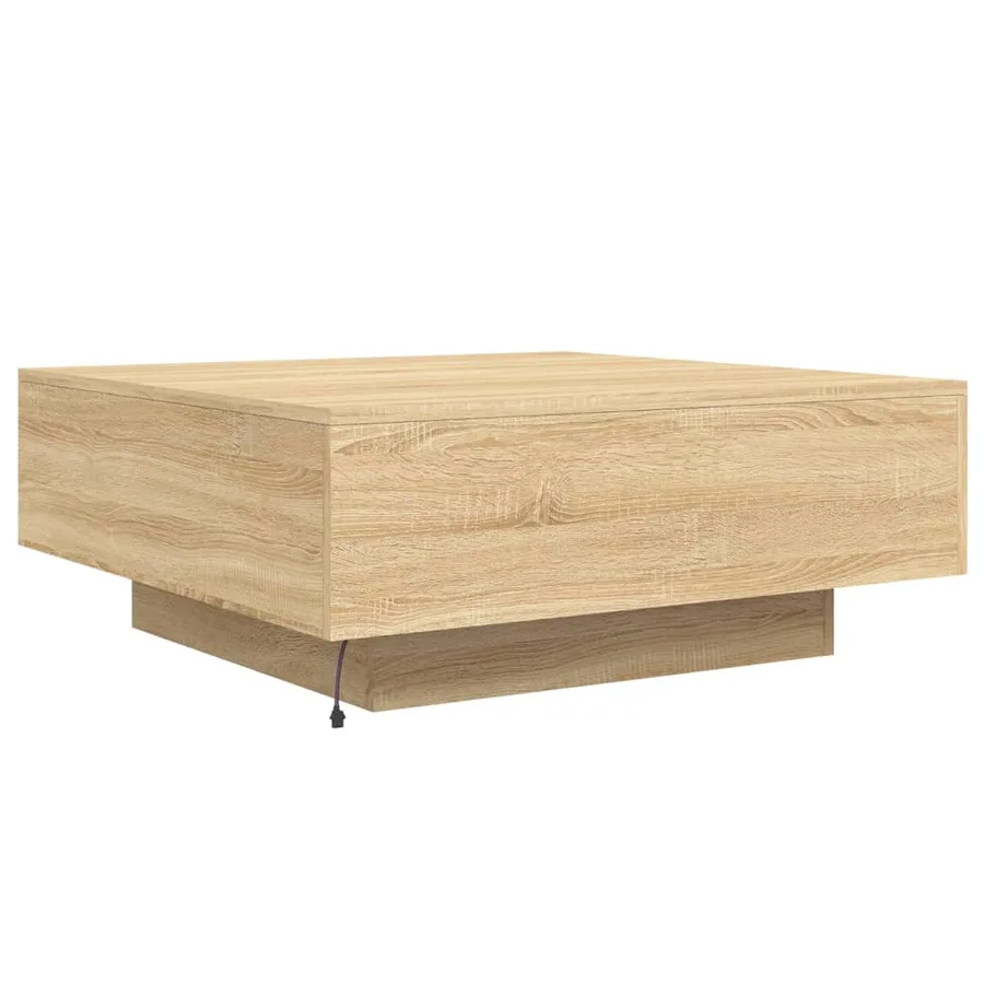 Table basse avec lumières LED chêne sonoma 80x80x31 cm - 9