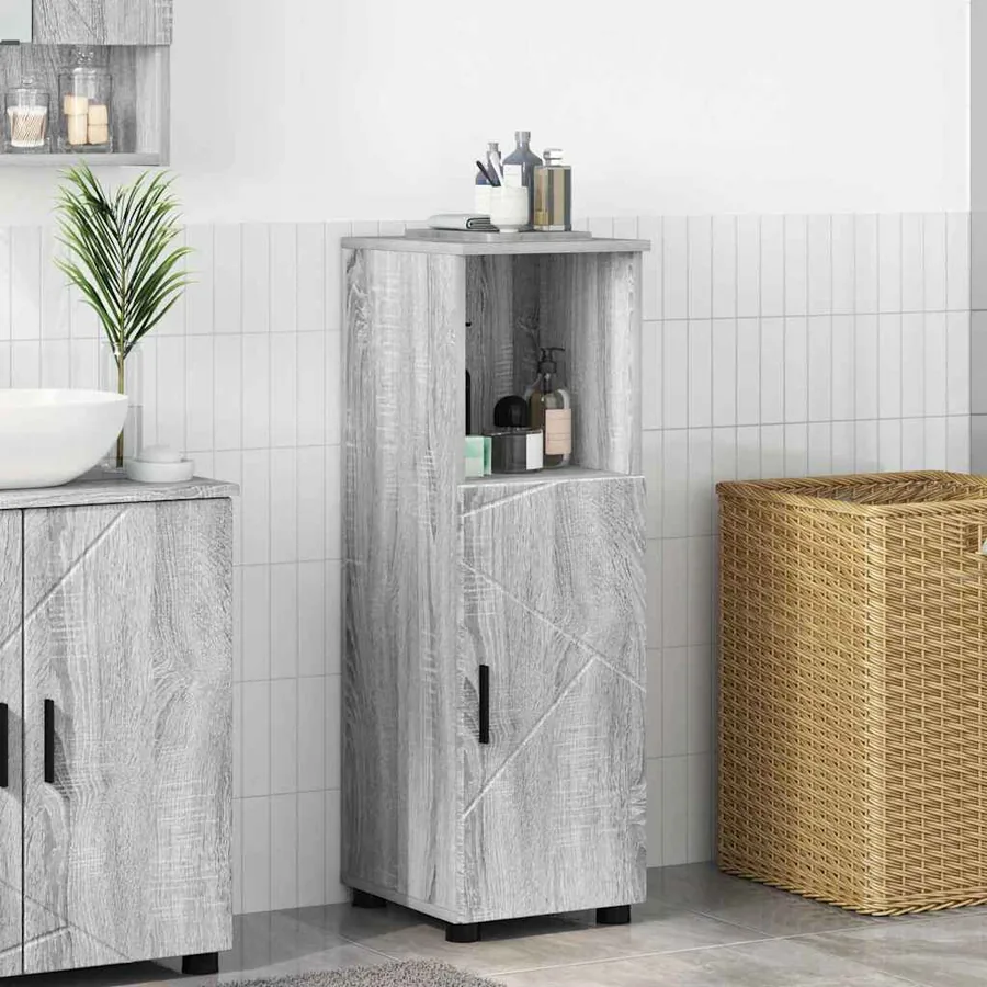 Cabinet de salle de bain avec porte Gris Sonoma 30 x 35 x 95 cm
