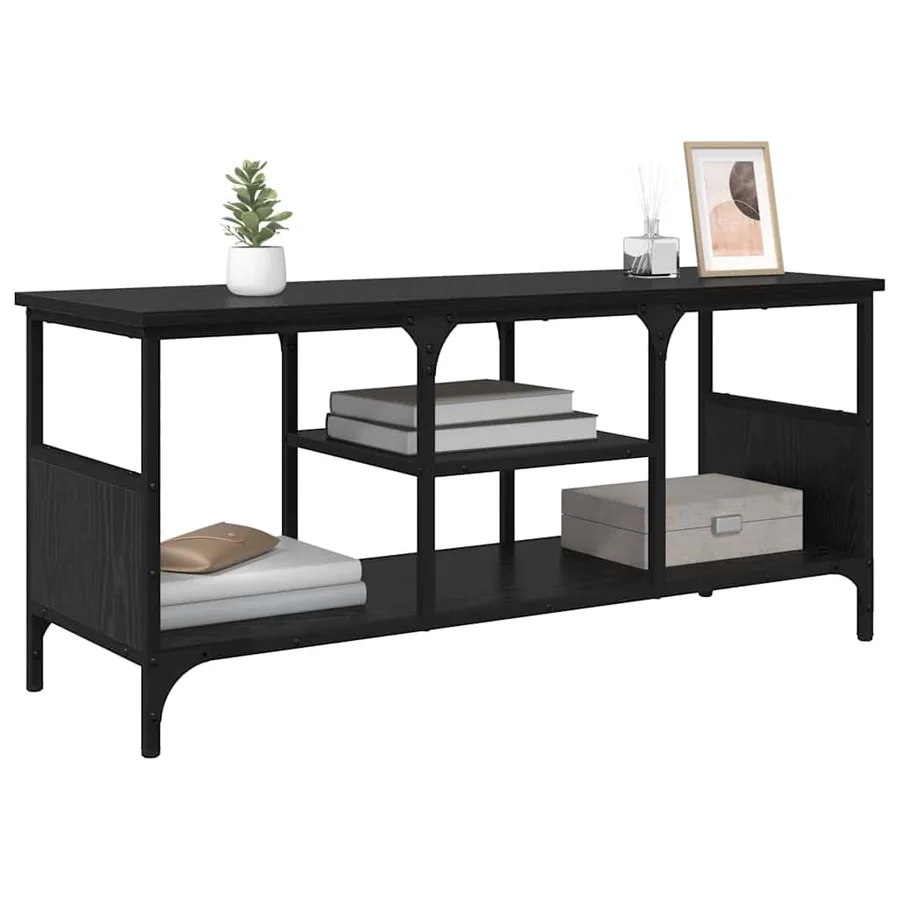 Meuble TV Chêne noir 100 x 35 x 45 cm Bois d'ingénierie et fer - 3