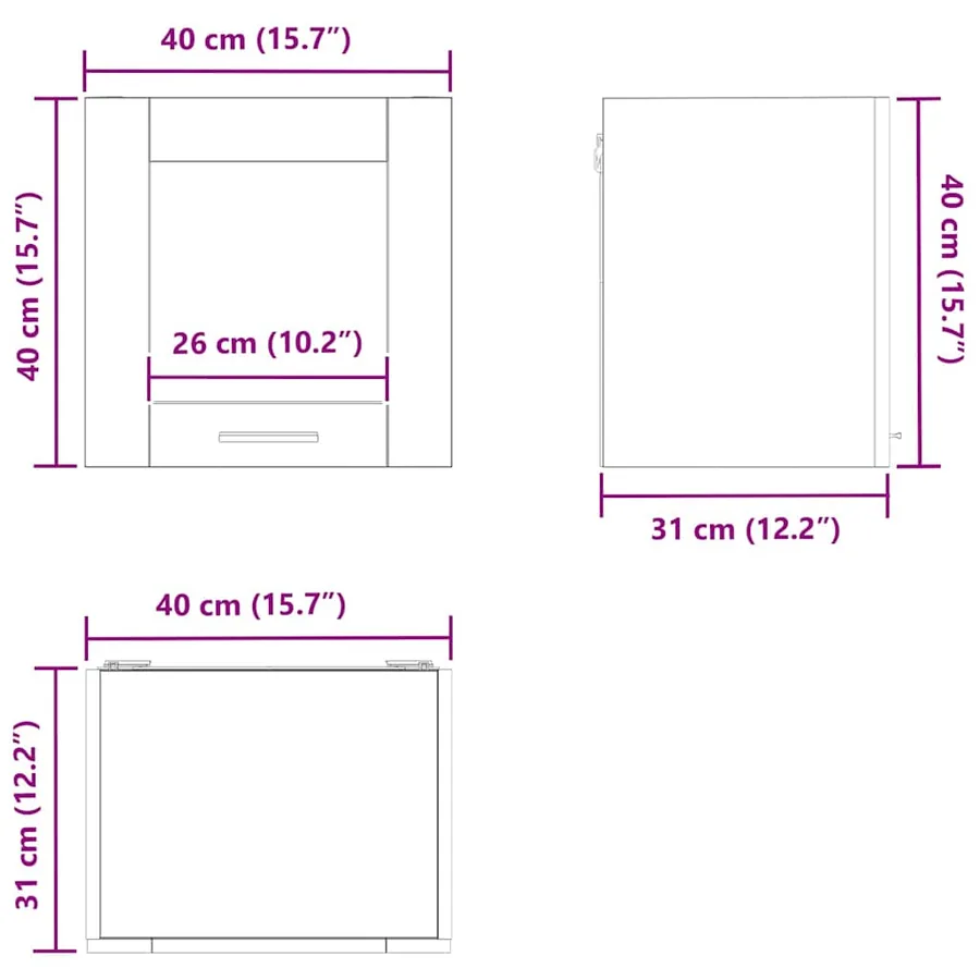 Armoire suspendue Chêne fumé 40 x 31 x 40 cm Bois d'ingénierie - 13