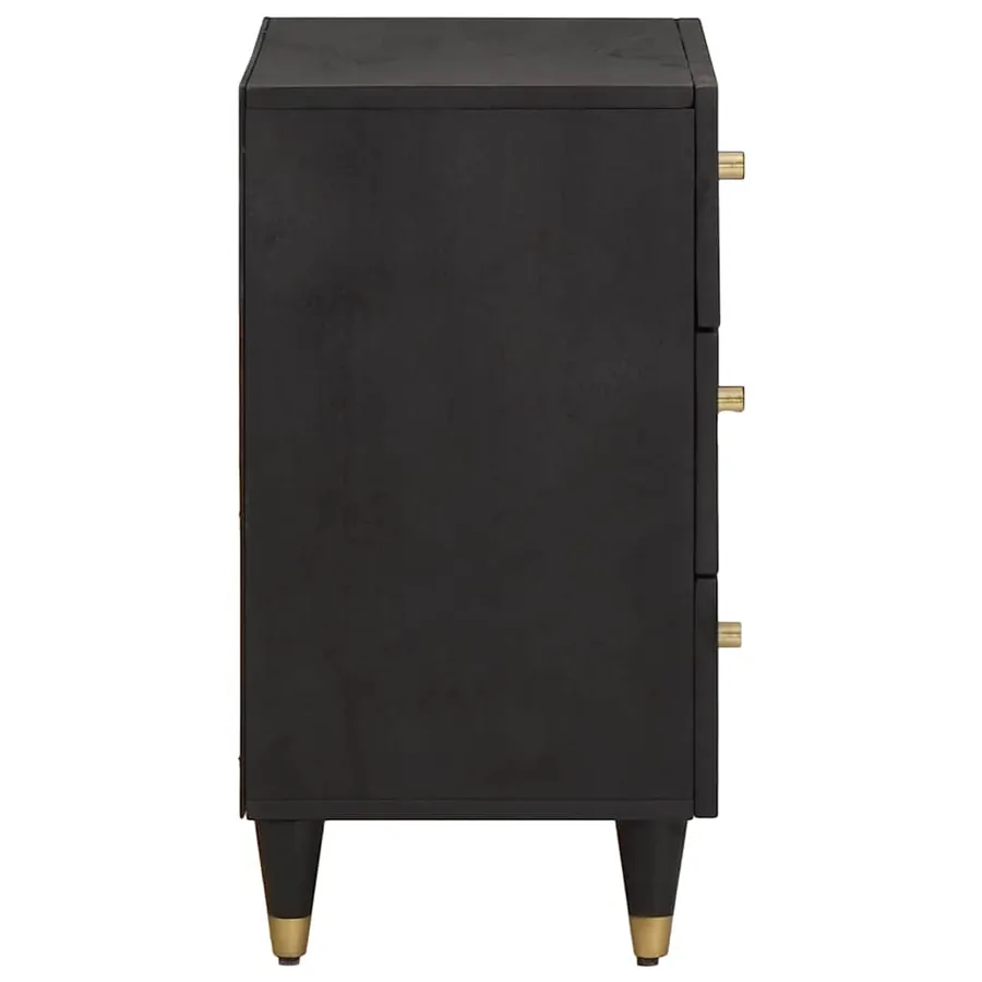 Cabinet de chevet Noir 50 x 33 x 62 cm Bois de mangue massif - 4