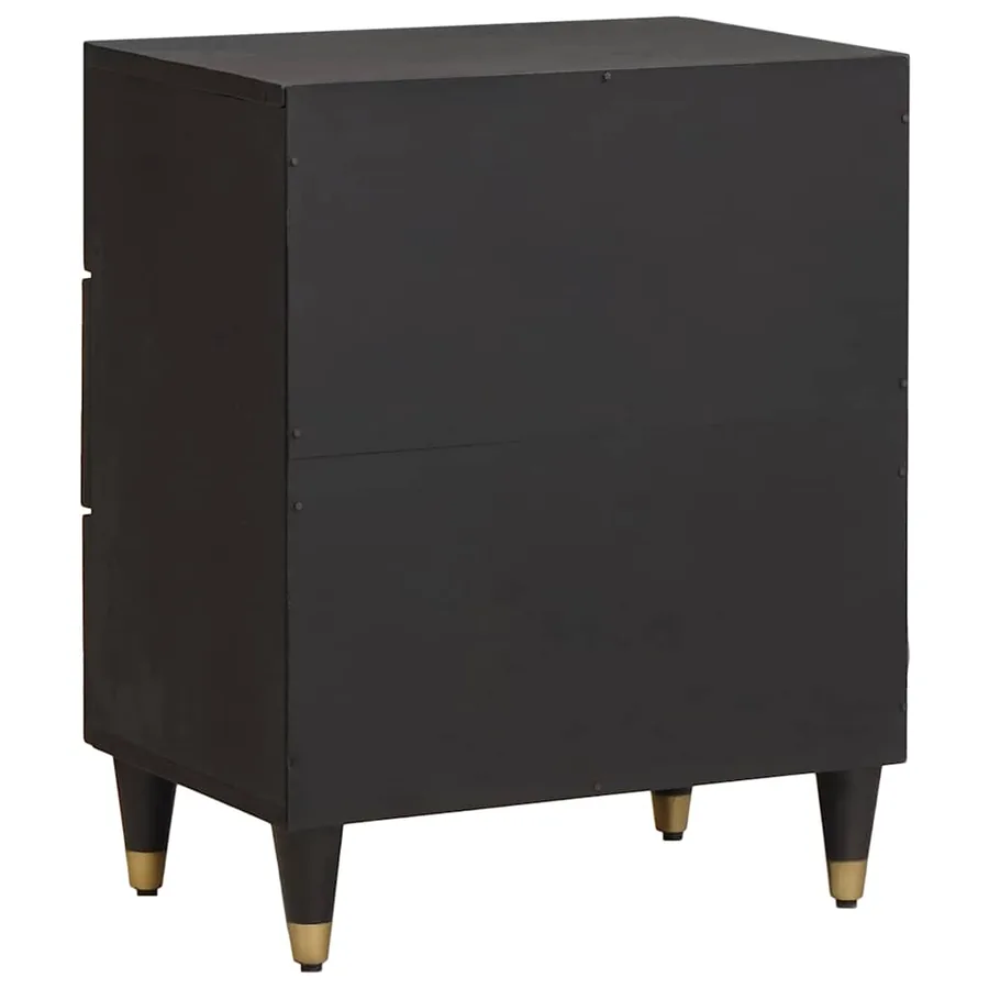 Cabinet de chevet Noir 50 x 33 x 62 cm Bois de mangue massif - 5