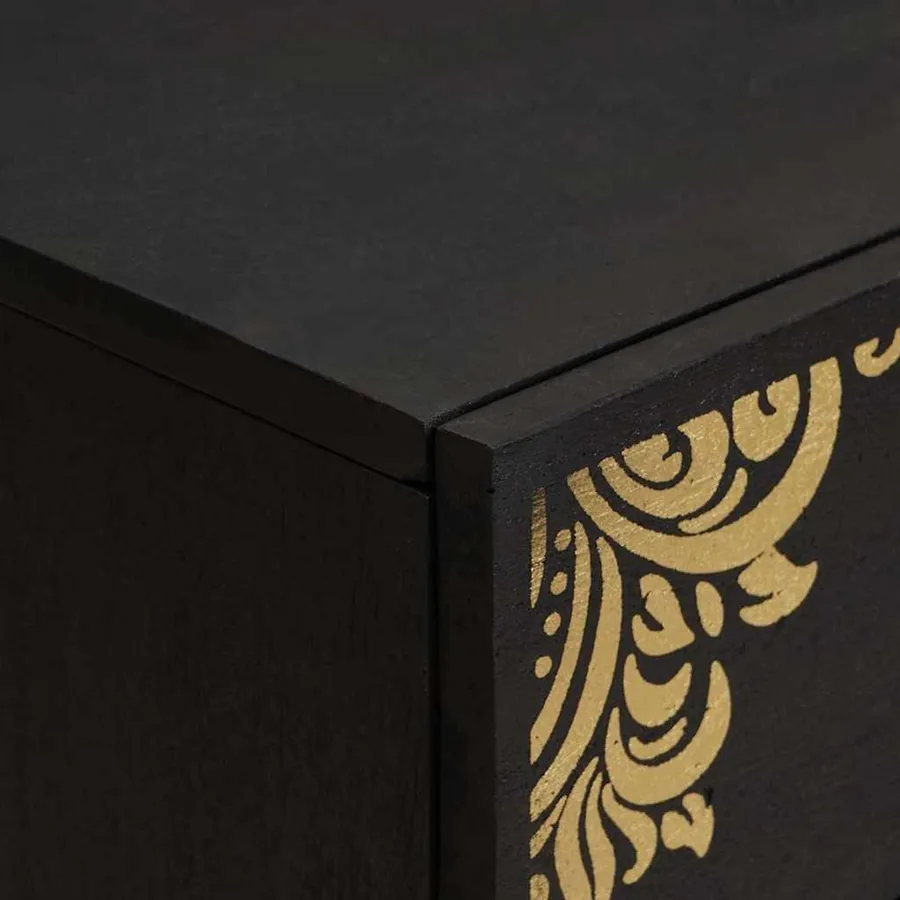 Cabinet de chevet Noir 50 x 33 x 62 cm Bois de mangue massif - 6