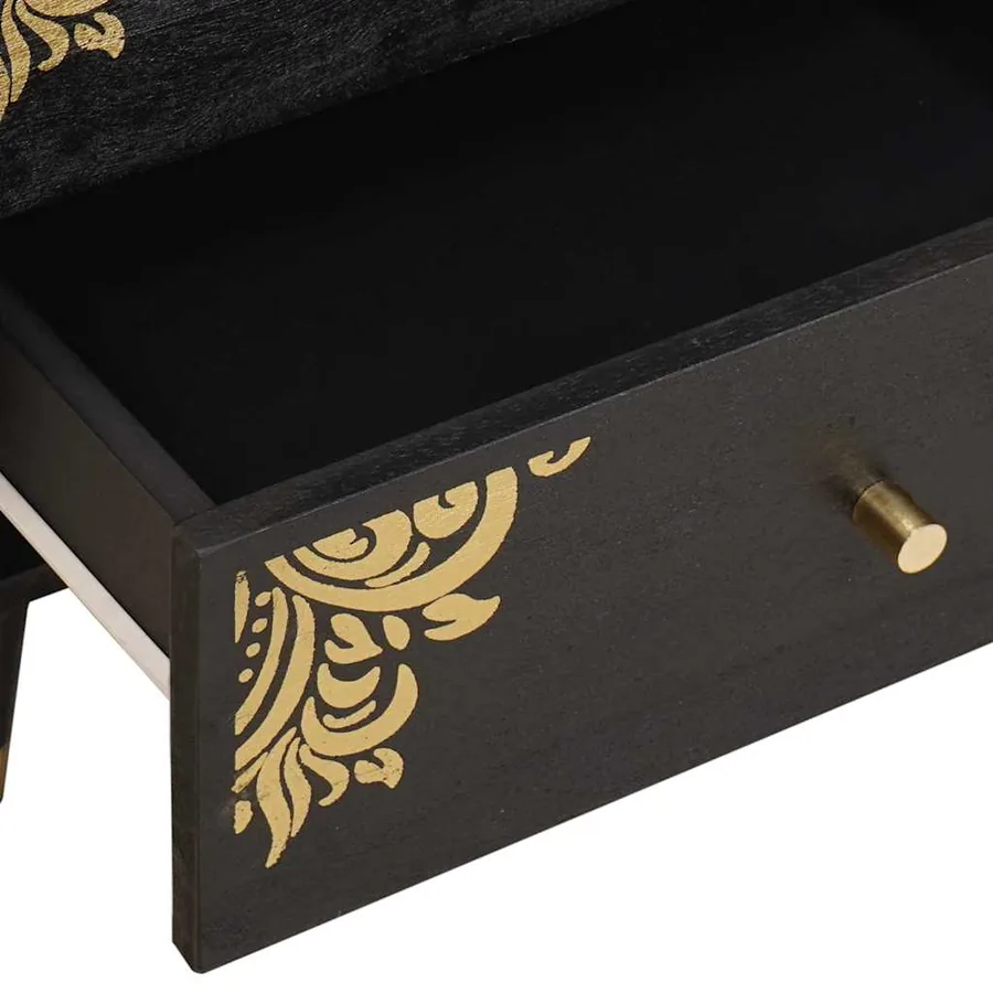 Cabinet de chevet Noir 50 x 33 x 62 cm Bois de mangue massif - 7
