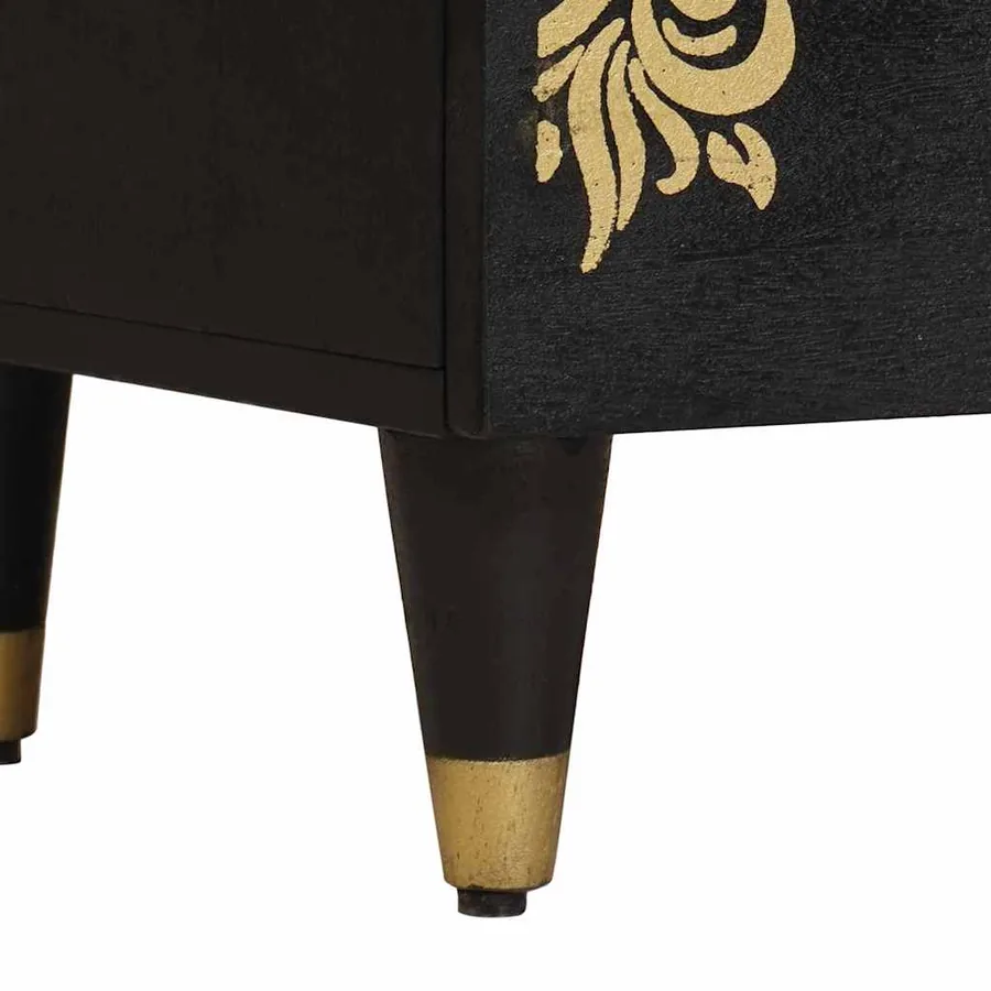 Cabinet de chevet Noir 50 x 33 x 62 cm Bois de mangue massif - 8